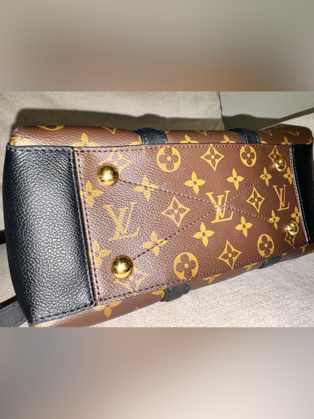 Discontinued Louis Vuitton Brown Monogram Satchel with Black Trim “Soufflot MM” - Picture 11 of 16